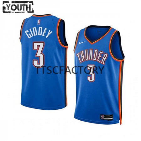 Oklahoma City Thunder Josh Giddey 3 Nike 2022-23 Icon Edition Sininen Pelipaidat Swingman - Lasten